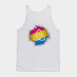 Paint Splatter Pansexual Pride Flag Triquetra Symbol Tank Top